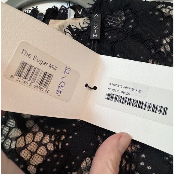 NWT Alexis Black Embroidered Sheer Lace Nicole Midi Dress Size S - Picture 14 of 15